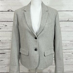Gap The Academy Blazer in Grey Herringbone 100% Wool NWOT in Size 12